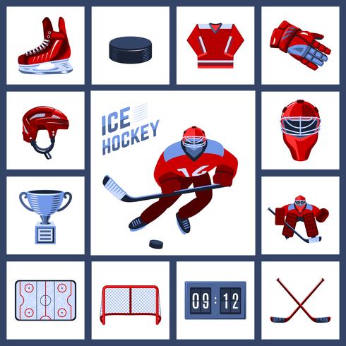 Conjunto de iconos de hockey vector