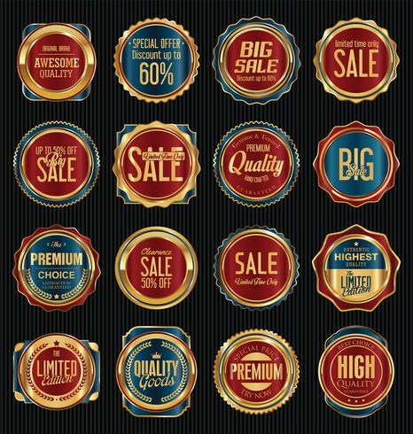 Luxury premium golden badges and labels vector