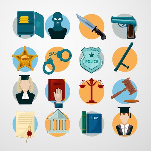 Law Icons Flat vector