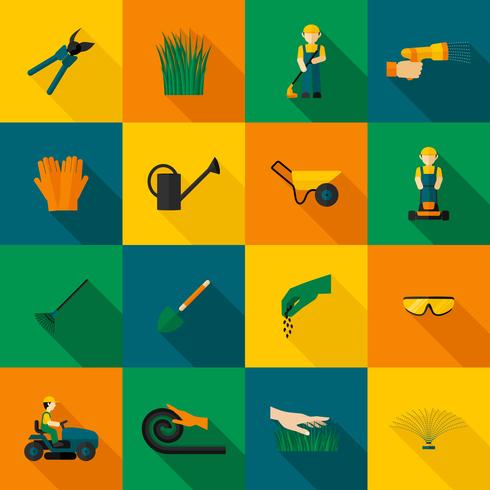 Lawn Man Icon Flat vector