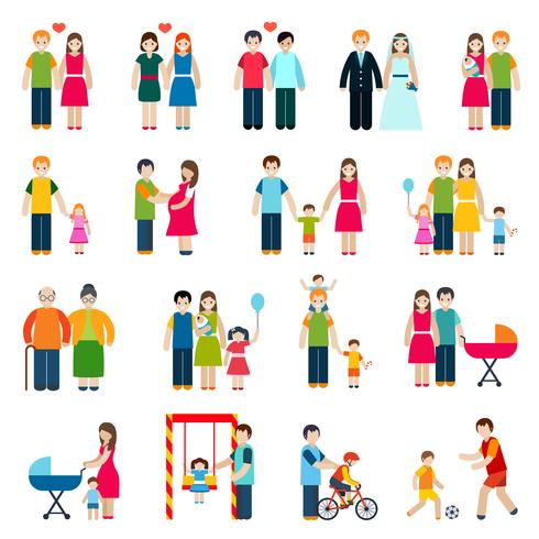 Iconos de figuras familiares vector