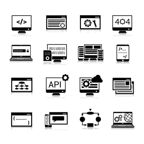 Iconos de programación negro vector