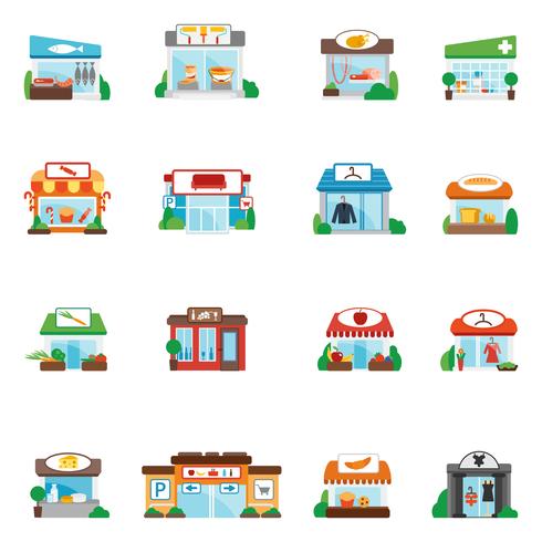 Store Building Flat vector