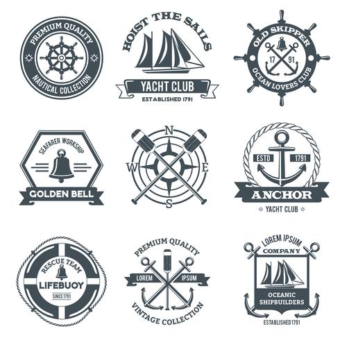 Nautical Label Black vector