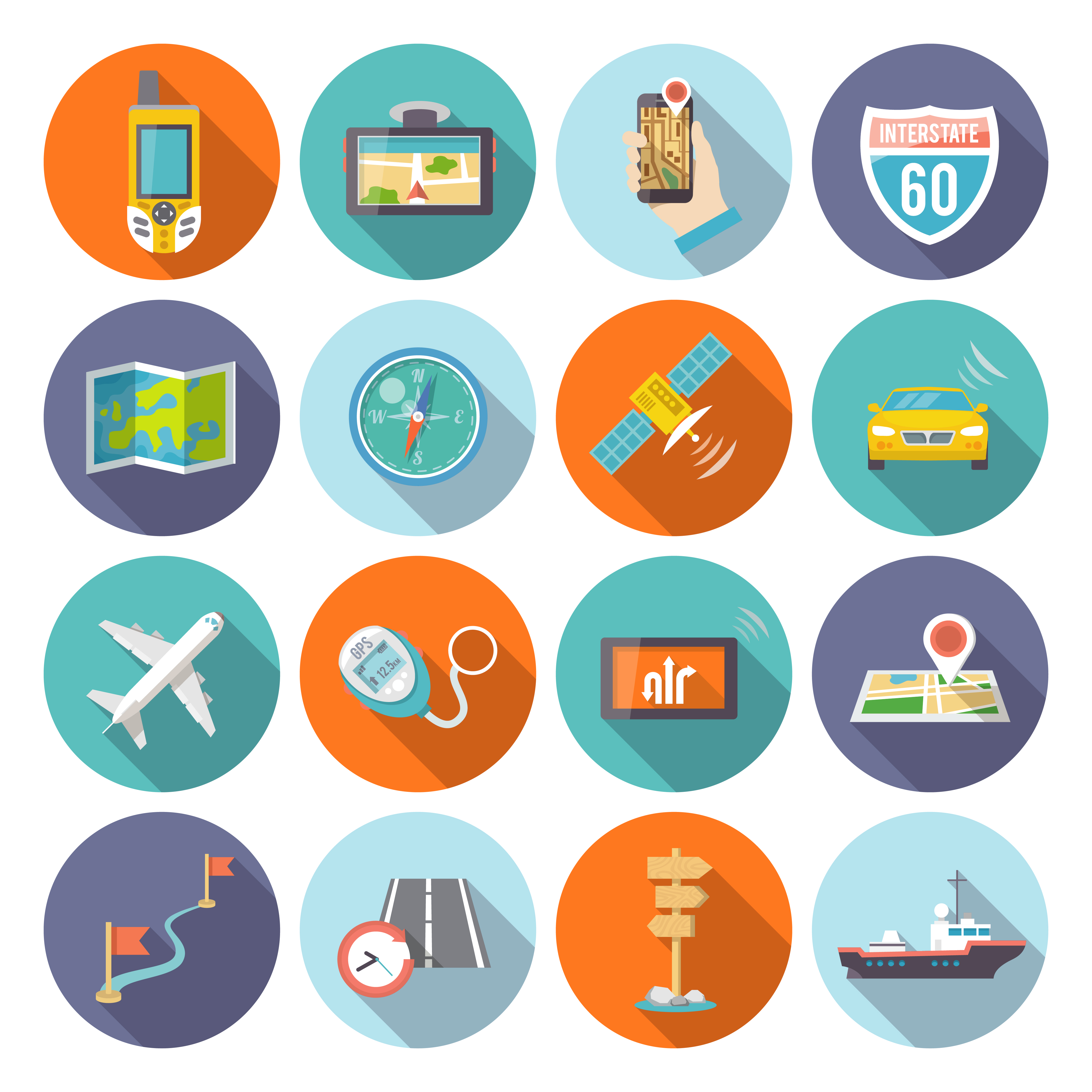 Navigation icons flat 427606 Vector Art at Vecteezy