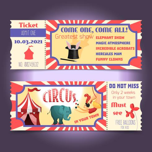 Circus retro tickets vector