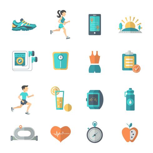 Iconos de jogging plana vector