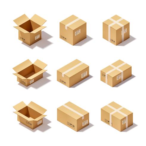 Set de cajas de cartón vector