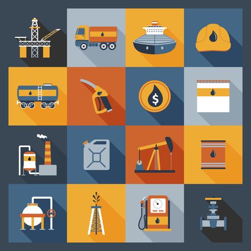 Iconos de la industria del petróleo plana vector