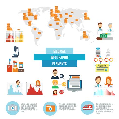 Medical data facts infographic elements vector