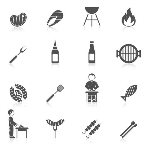 bbq grill icon black vector