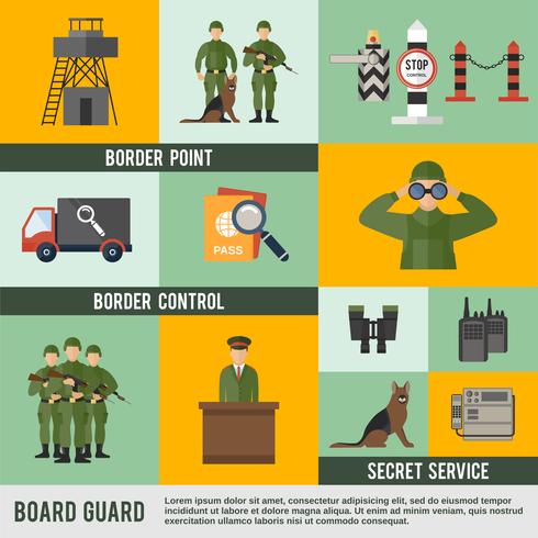 Icono de guardia de fronteras plana vector