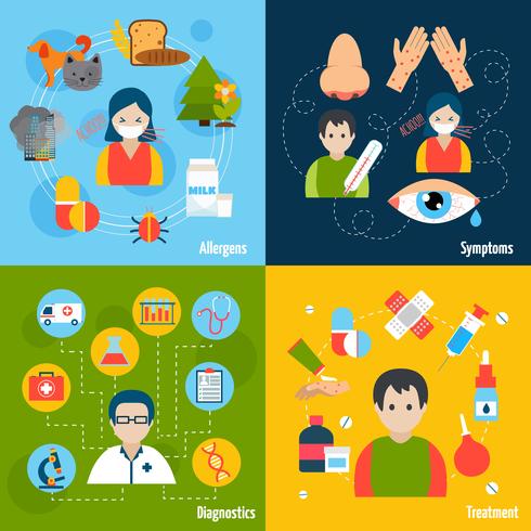 Allergies Icons Set vector