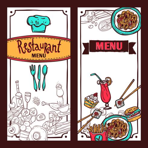 Conjunto de banners de comida de menú de restaurante. vector