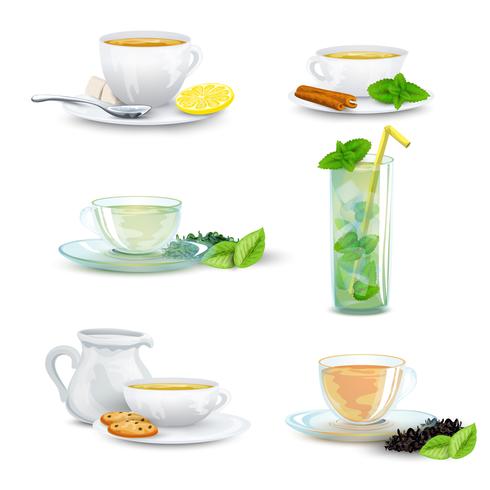 Conjunto de iconos de té vector