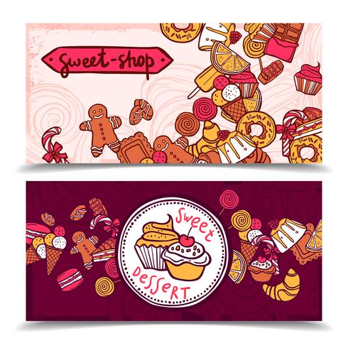 Sweetshop vintage candy banners set vector