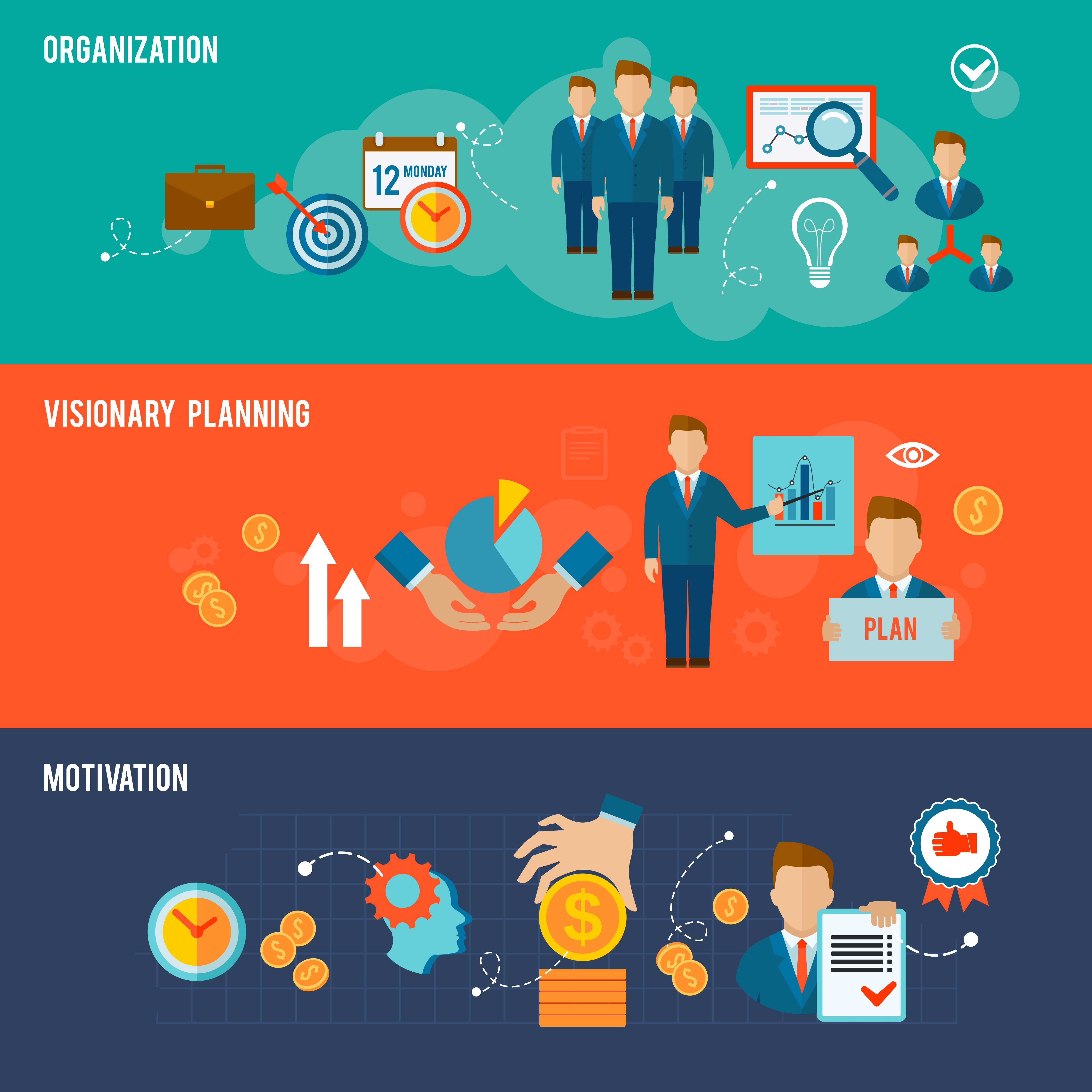 Management Banner Set 427761 Vector Art at Vecteezy