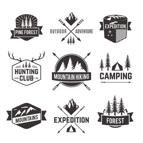 Tourism emblems labels set vector