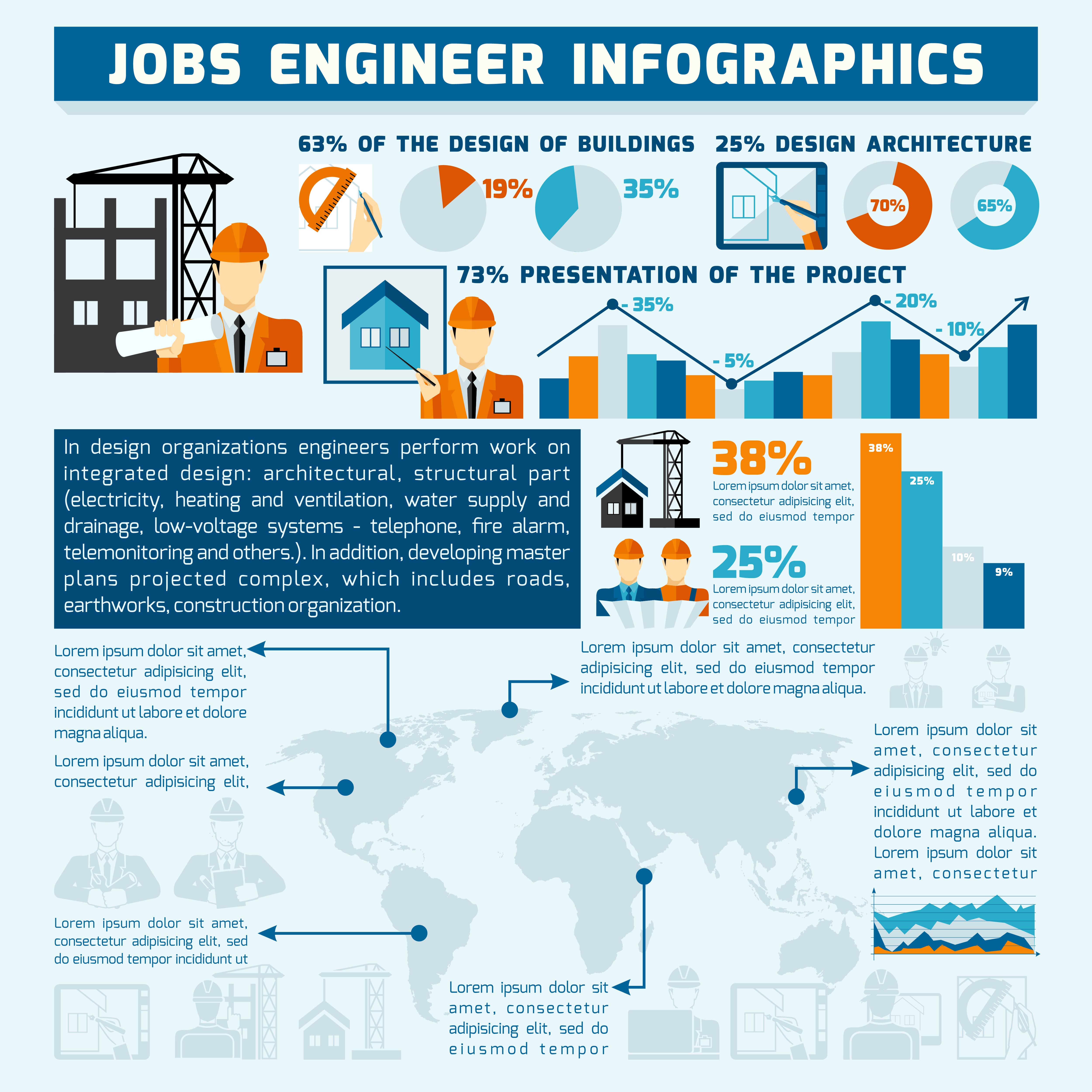 Engineer Infographics Set 427769 Vector Art at Vecteezy