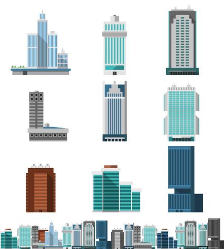 Skyscraper Offices Set vector