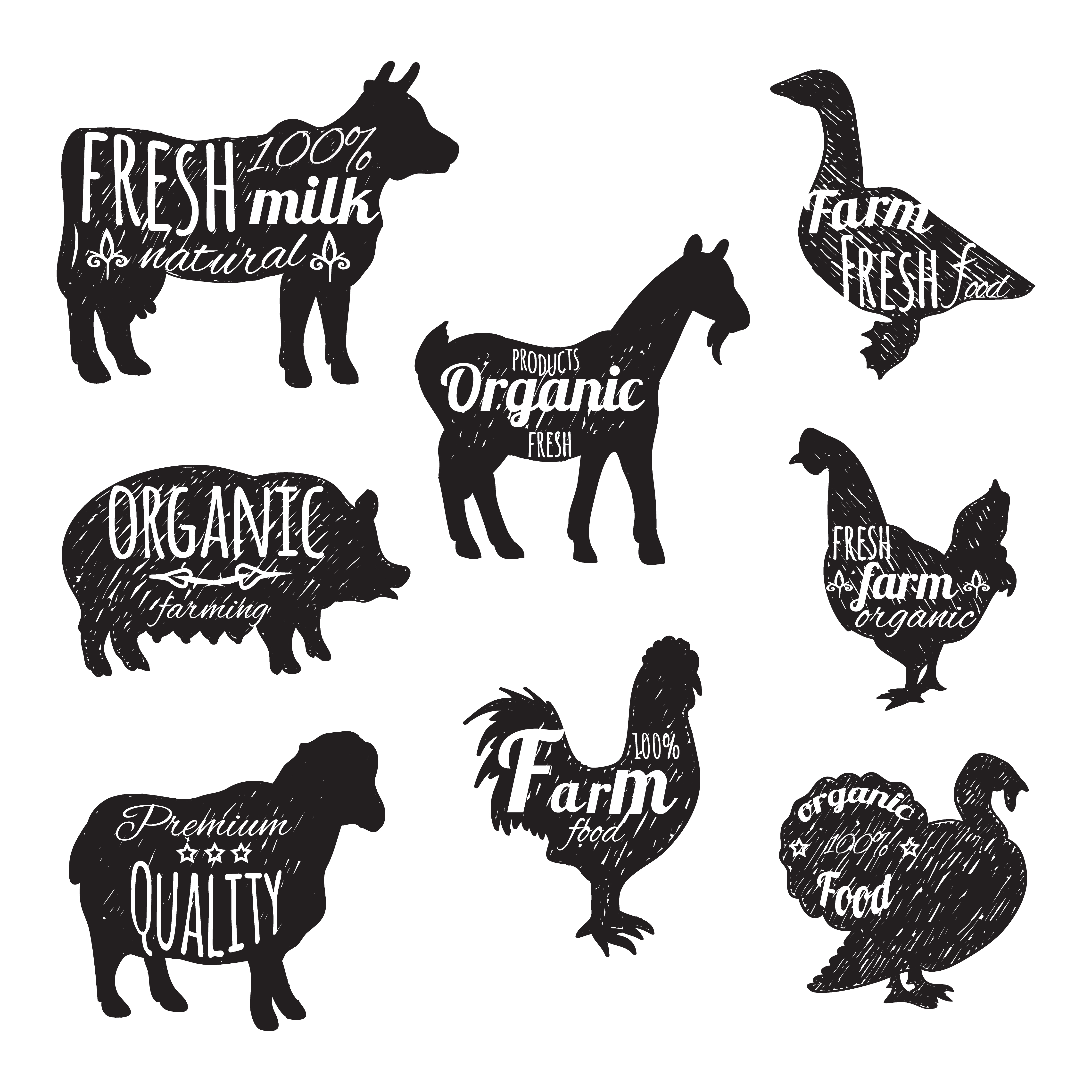 Download Farm Animals Set 427794 Vector Art at Vecteezy