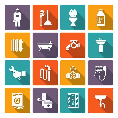 Plumbing icons set vector