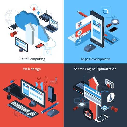 Isometric Computing Set vector
