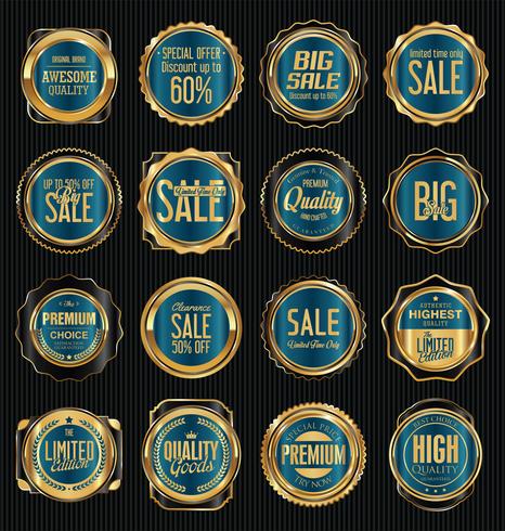 Luxury premium golden badges and labels vector