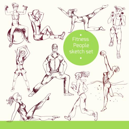 Fitness People Sketch vector