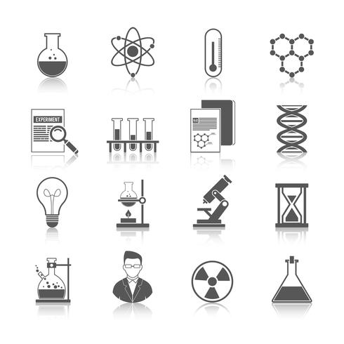 Chemistry Icons Black vector