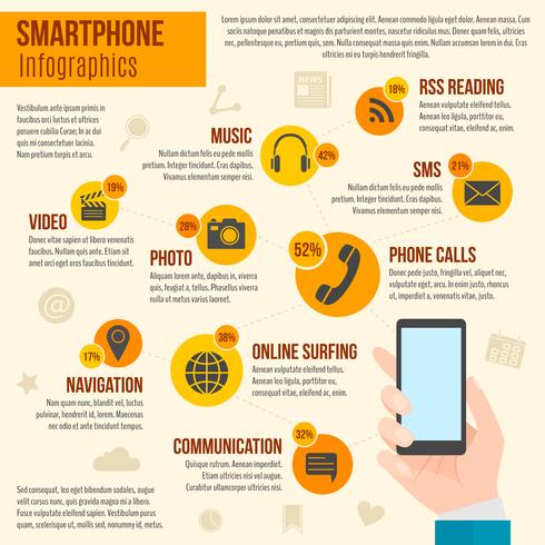 Smartphone infografía conjunto vector