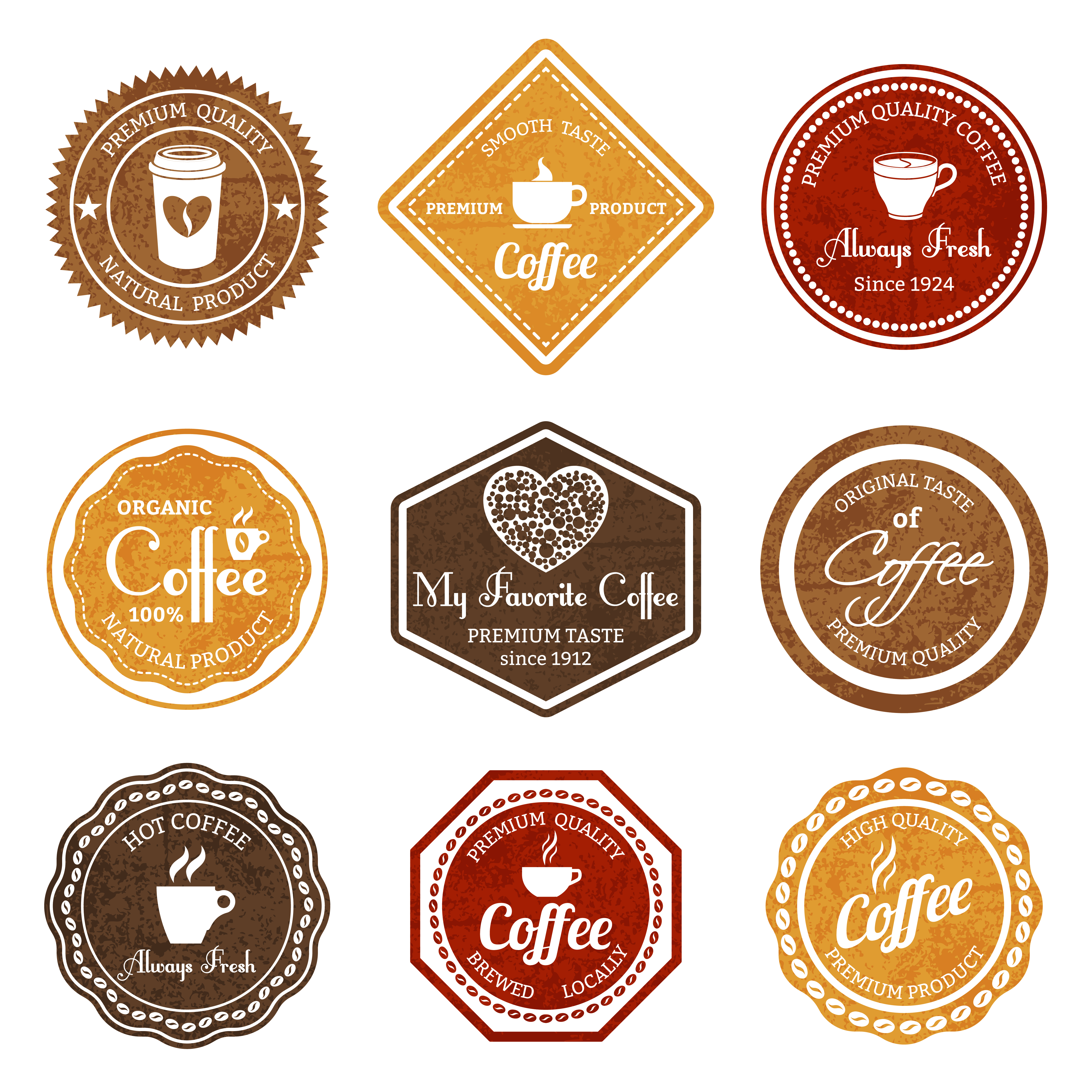 Download Coffee retro labels set - Download Free Vectors, Clipart ...