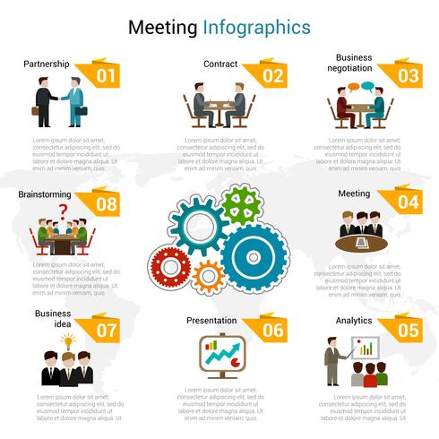 Conjunto de infografías de reunión vector