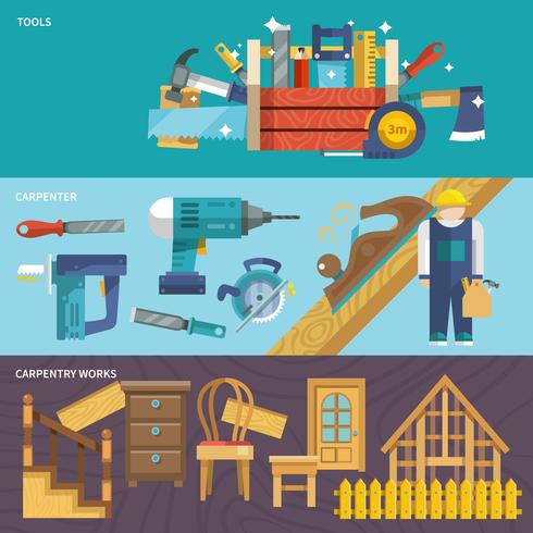 Carpentry banners set vector