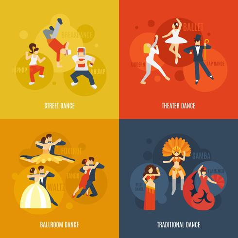 Conjunto de danza plana vector