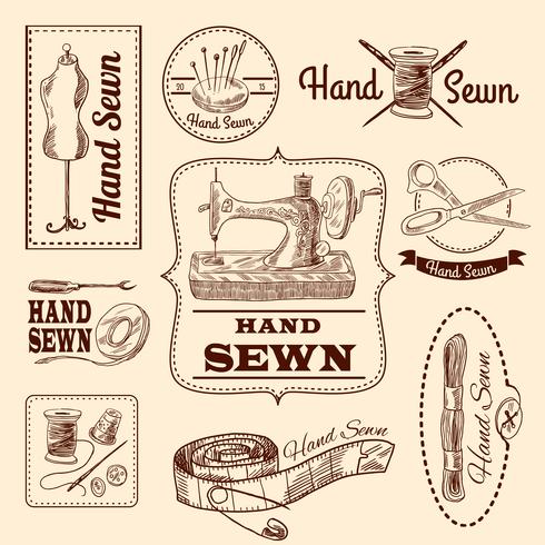 Sewing Emblems Set vector