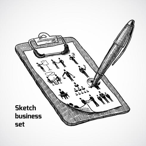 Clipboard With Business Sketch vector