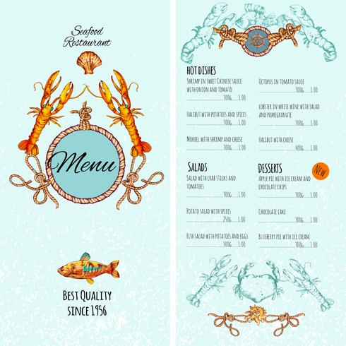 Seafood Menu Template vector