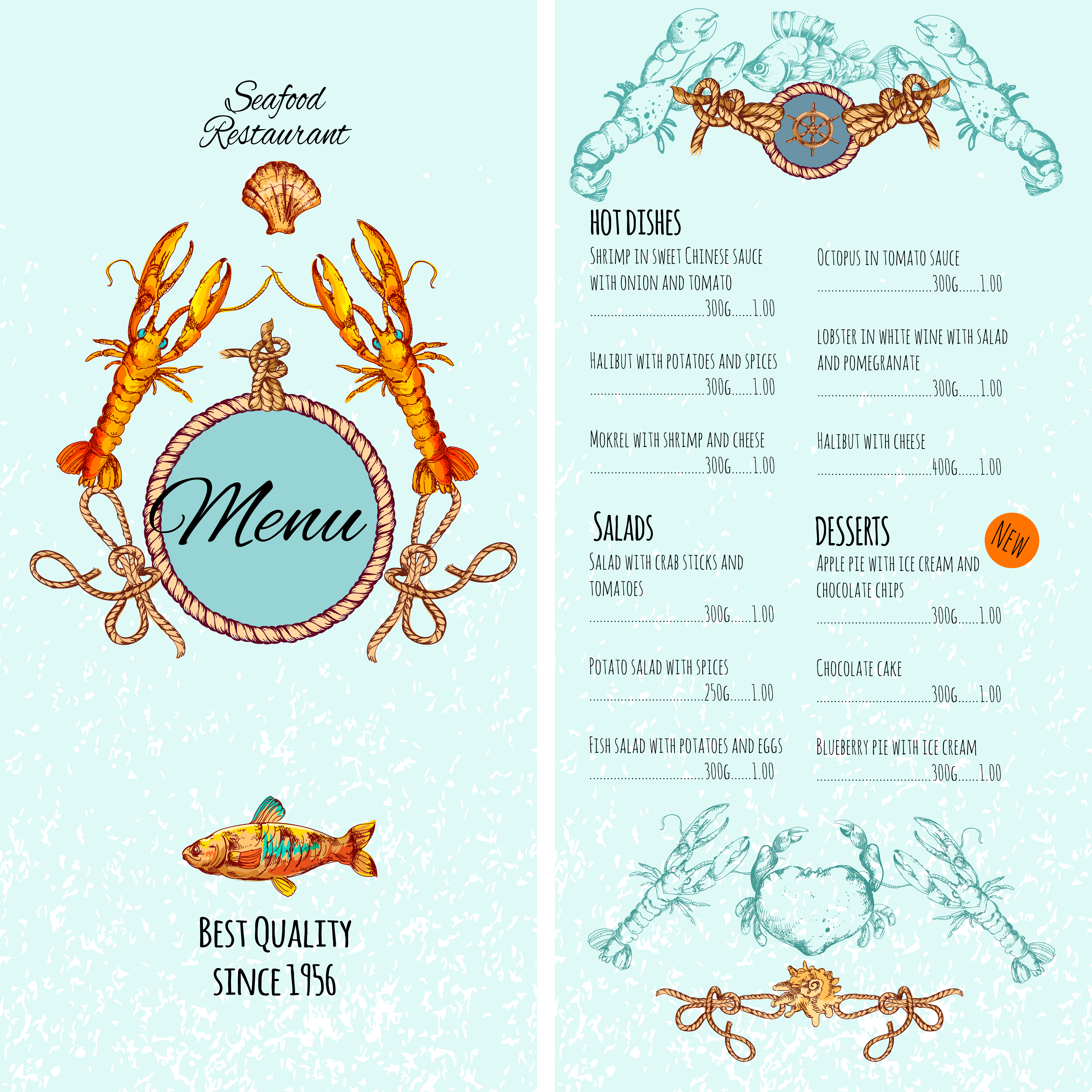 Seafood Menu Template 428044 Vector Art at Vecteezy