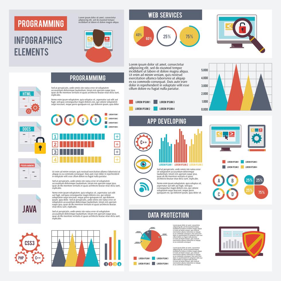 Programmer Infographics Set 428050 Vector Art at Vecteezy