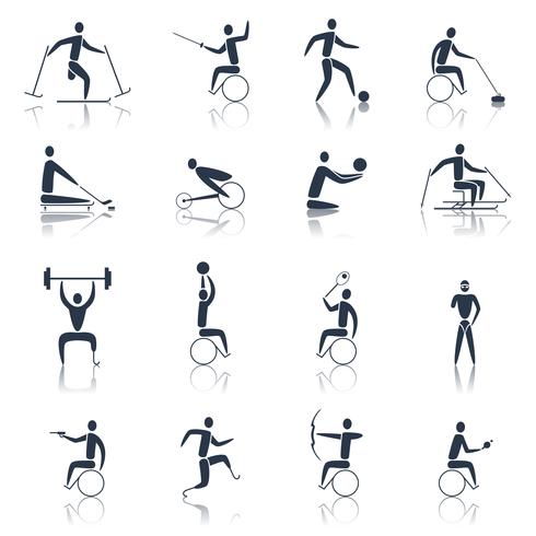 Disabled Sports Icons Black vector