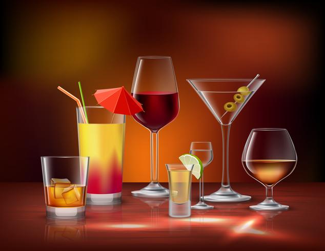 Conjunto decorativo de bebidas vector