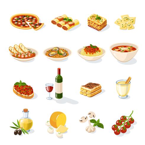 Set de comida italiana vector