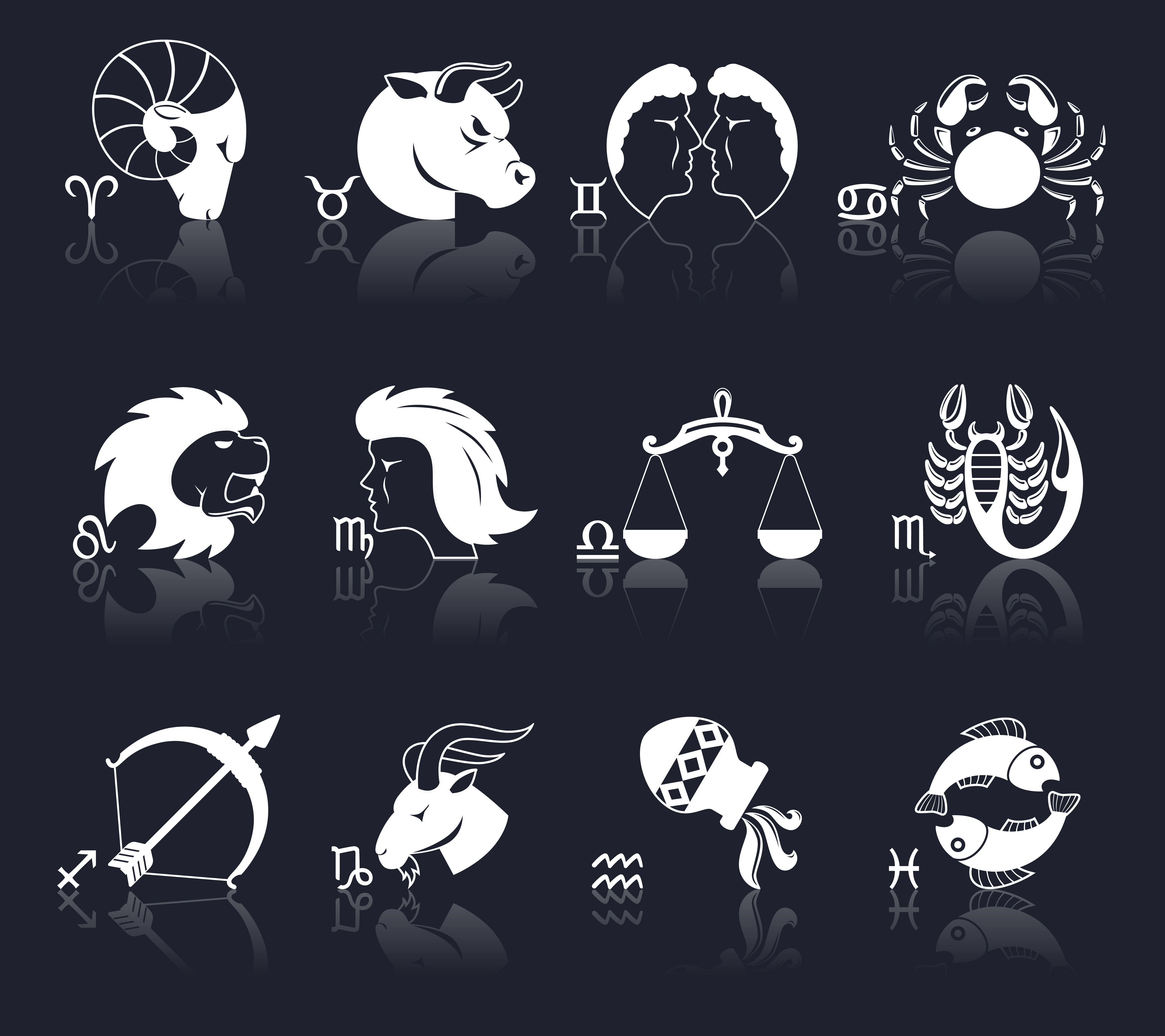 Zodiac Icons White 428087 Vector Art at Vecteezy