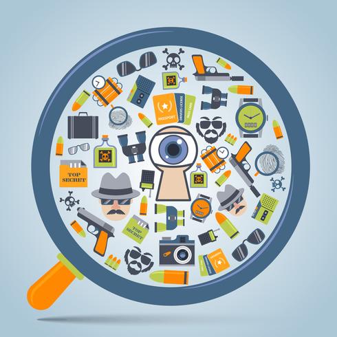 Spy concept loupe icon vector