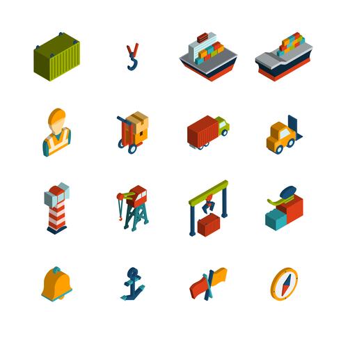 Seaport Icon Isometric vector