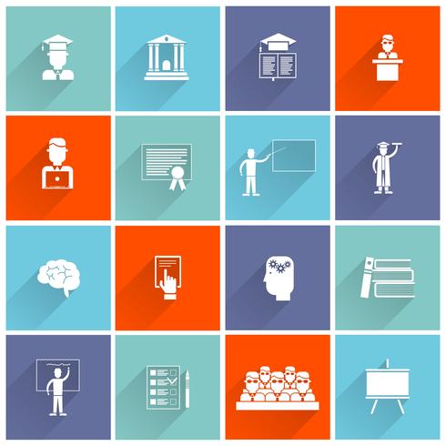 Iconos de educación superior plana vector