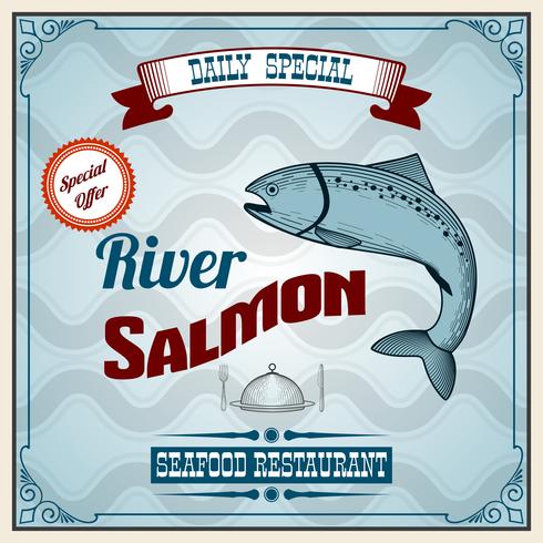 Seafood Retro Poster vector
