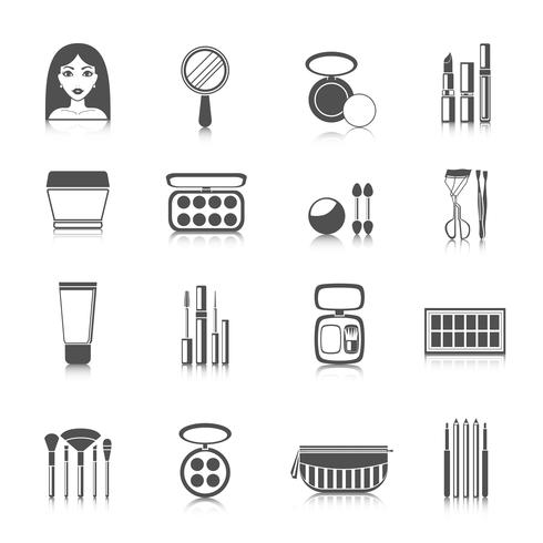 Maquillaje iconos negro vector