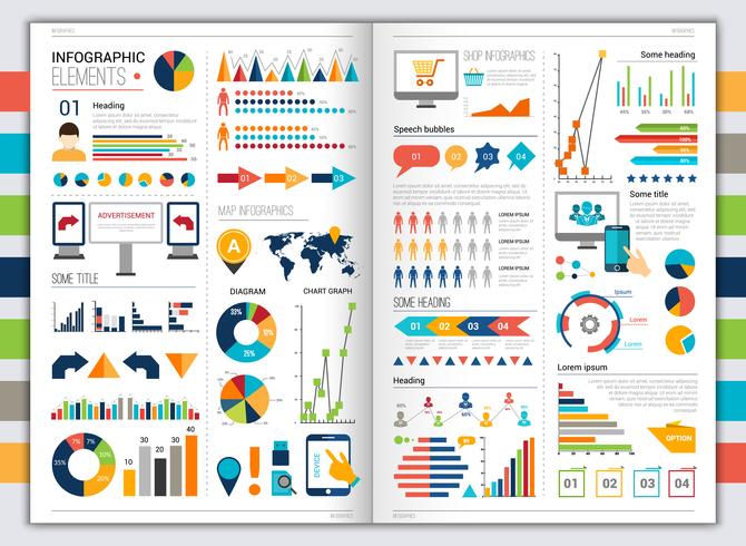 Conjunto de infografía plana vector